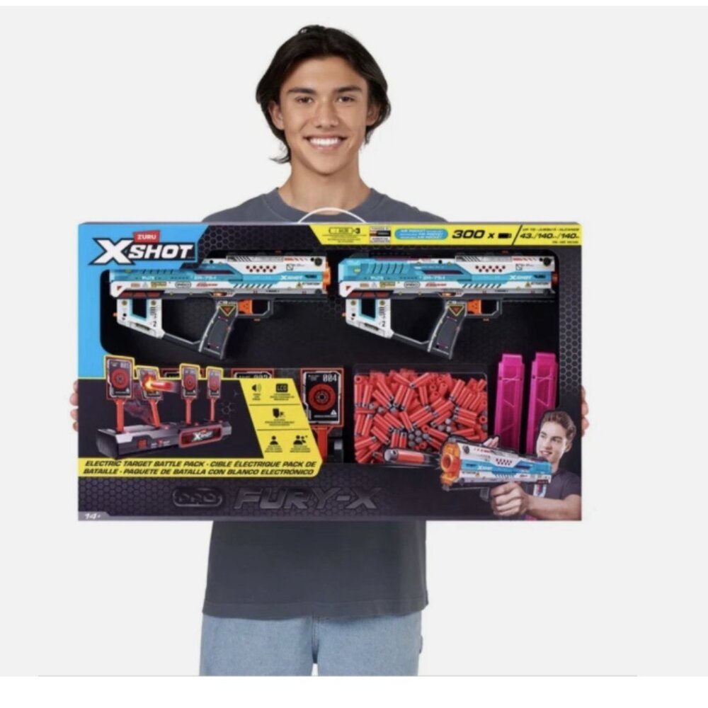 Zuru X-Shot Pro Fury-X Battle Blaster 2-Pack with Target & 300 Darts - Picture 1 of 7